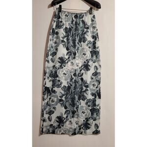 Coolwear Vintage 90s Y2K Rose Pull On Maxi Skirt Womens Size M Back Slit Gray